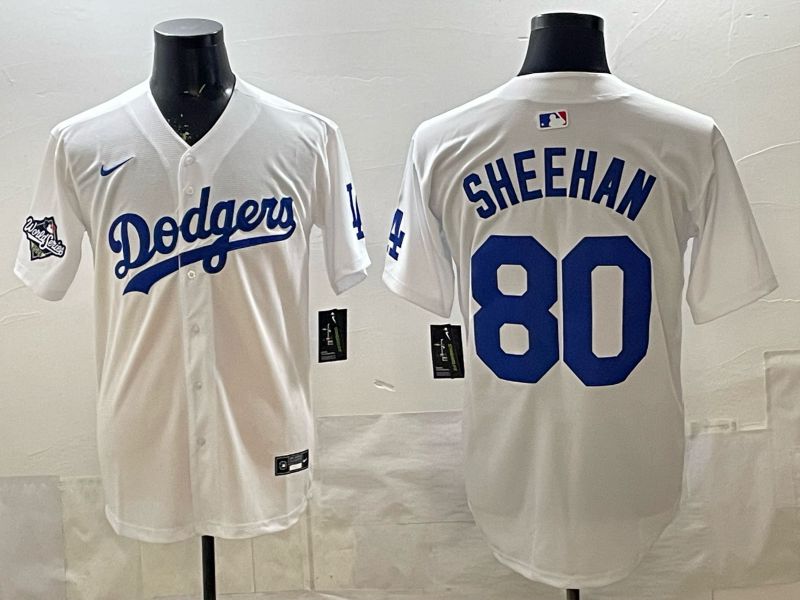 Men 2026 Nike Los Angeles Dodgers #80 Sheehan White Game MLB Jersey 06